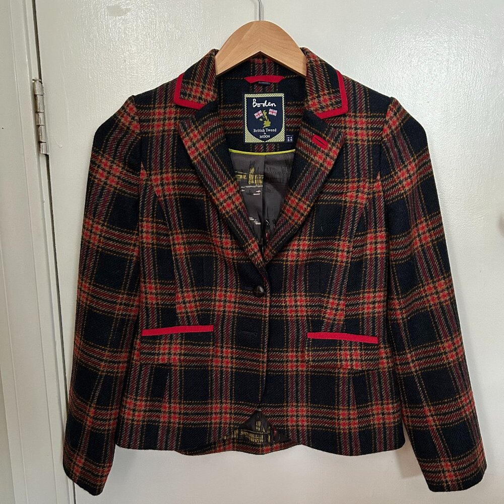 Boden Moon British Tweed Blazer Size 4 Wool